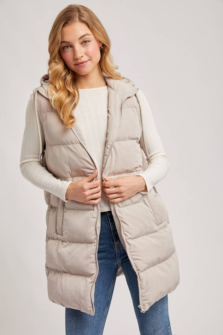 Bluivy - Hooded Longline Puffer Vest