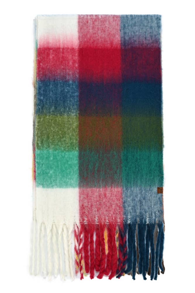 C.C Multi Color Block Plaid Scarf