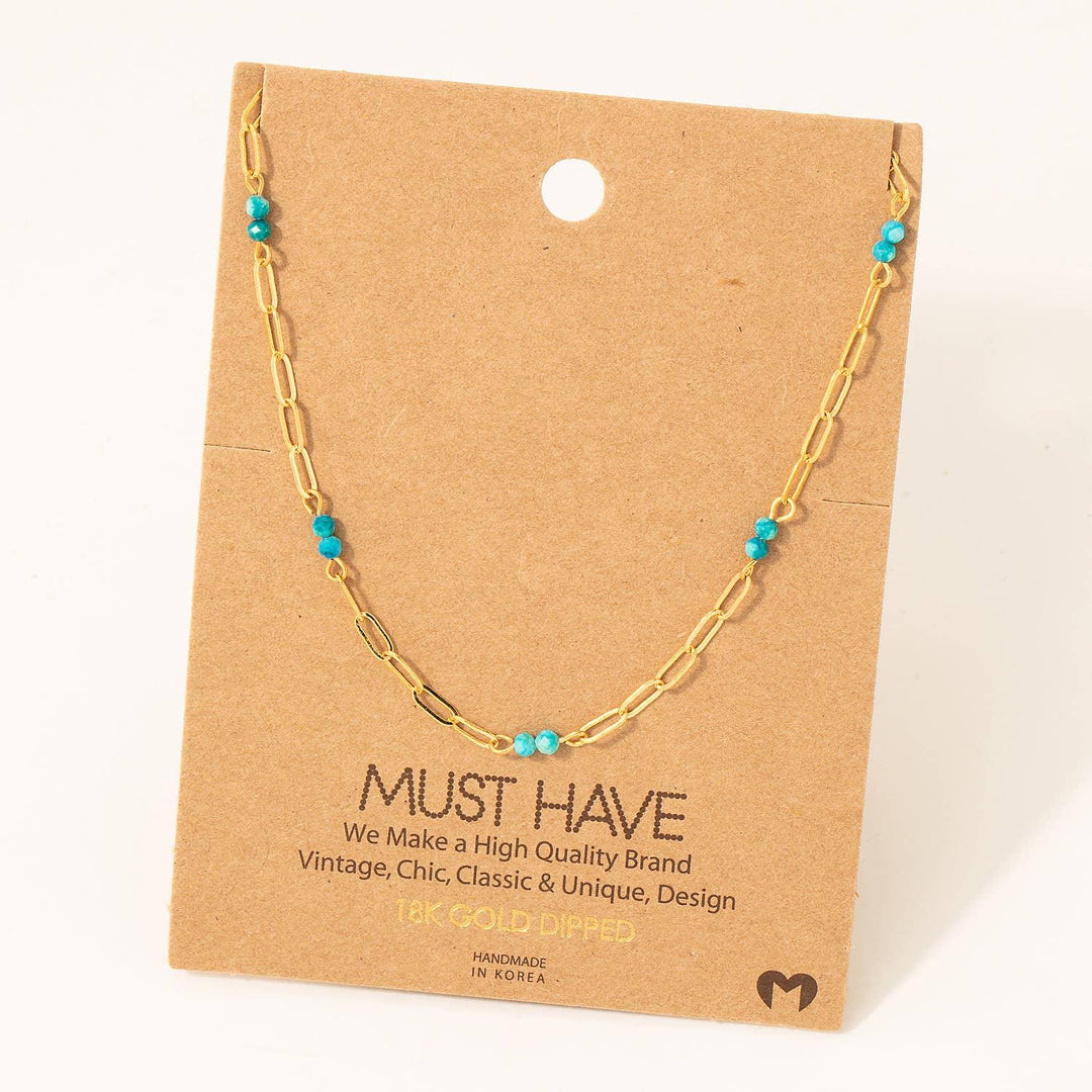 Dainty Chain Link Bead Station Necklace - Shop Emma's 