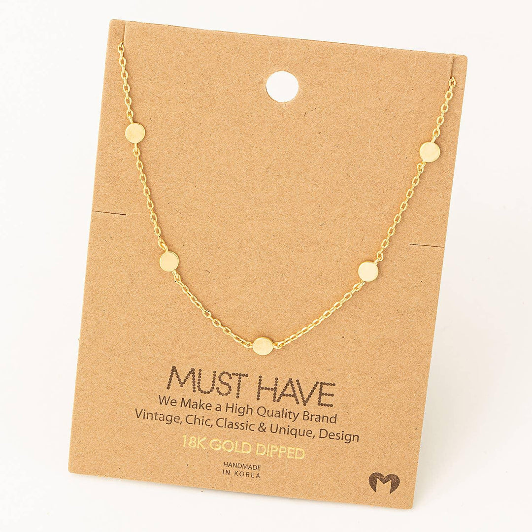 Dainty Circle Disc Station Necklace - Shop Emma&