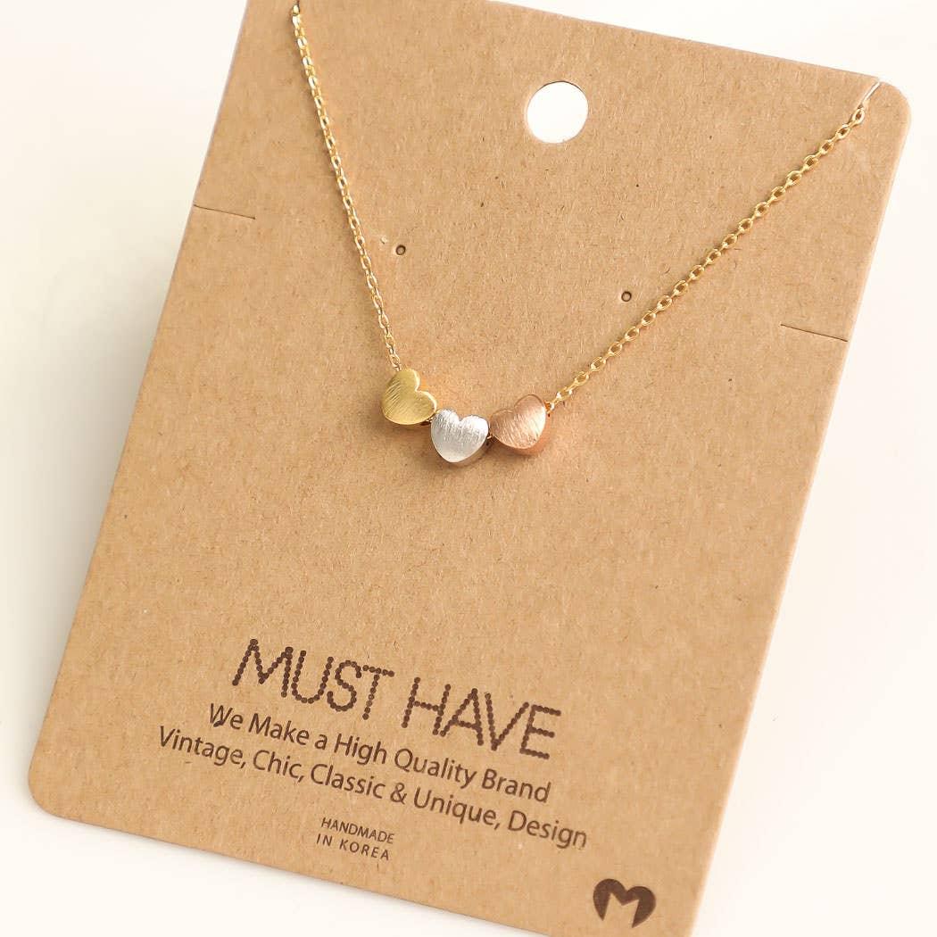 Dainty Three Heart Pendant Necklace - Shop Emma's 