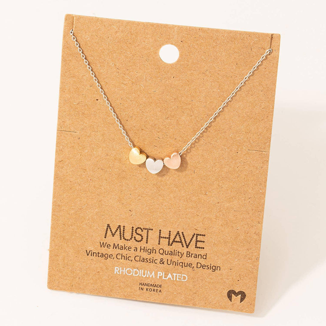 Dainty Three Heart Pendant Necklace - Shop Emma's 