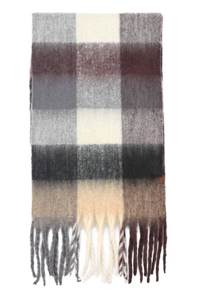 C.C Multi Color Block Plaid Scarf Black
