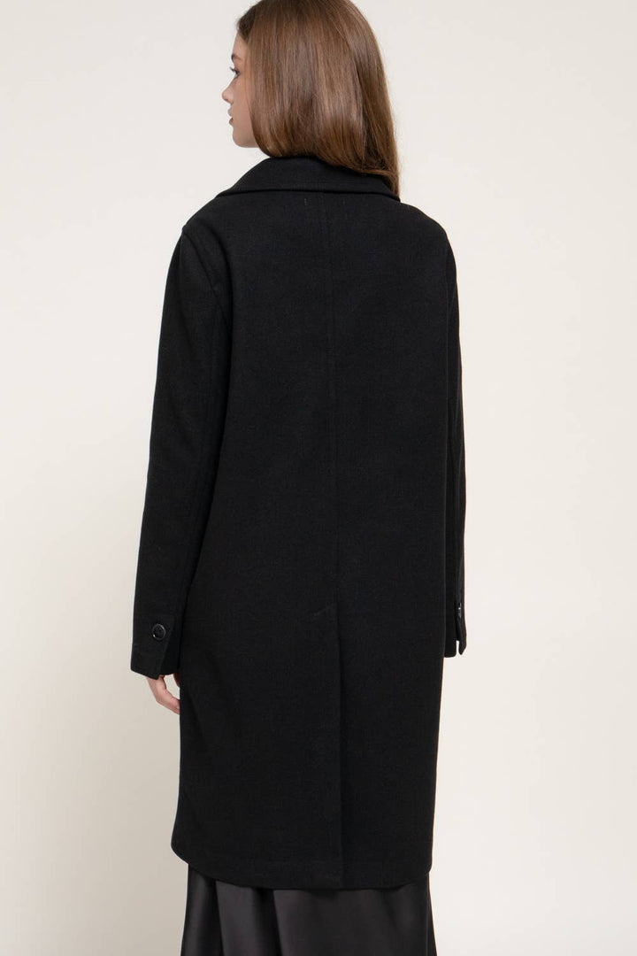 Active Basic - Long Sleeve Soft Long Coat in Black back