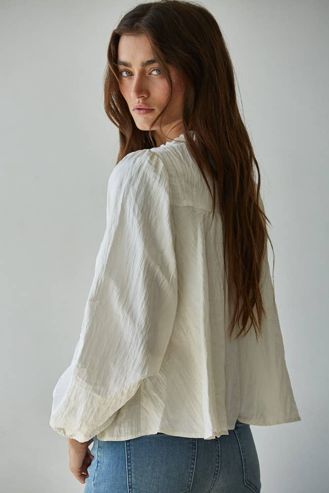By Together - Woven Polyester Nylon Sheer Lace Detail Blouse
