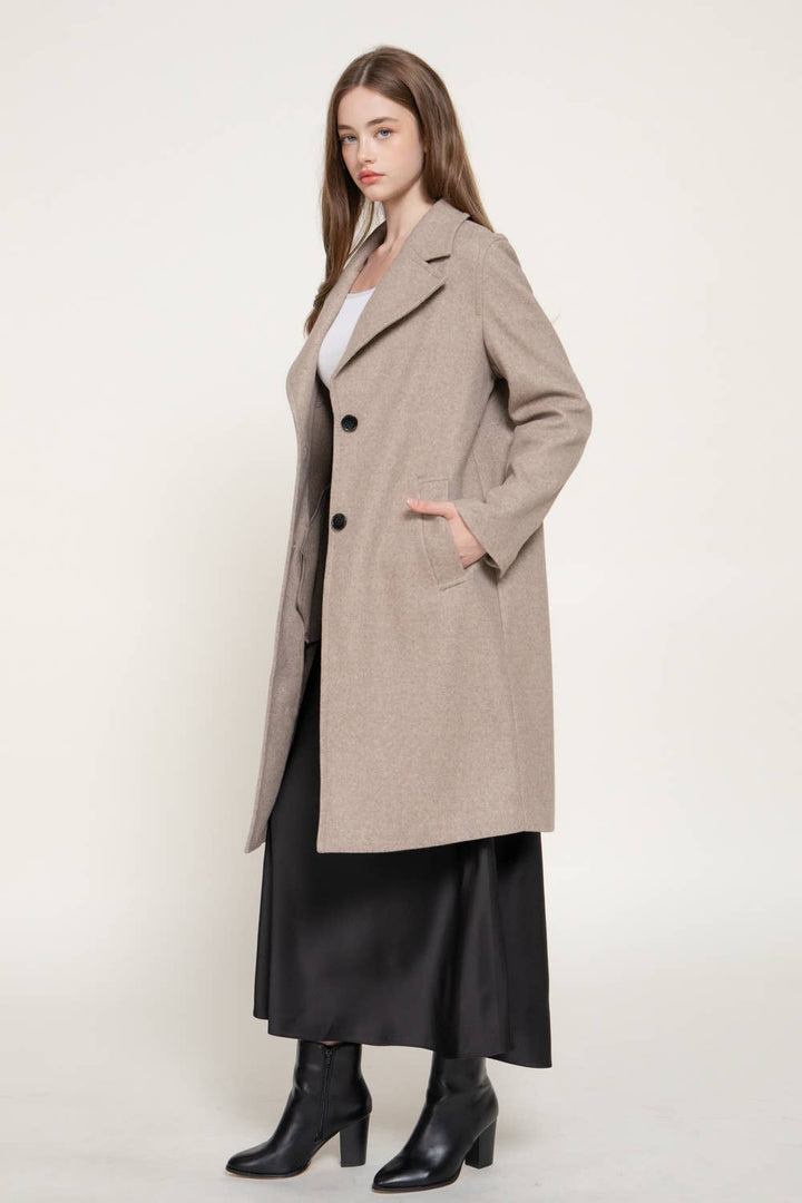 Active Basic - Long Sleeve Soft Long Coat in Oatmeal 3