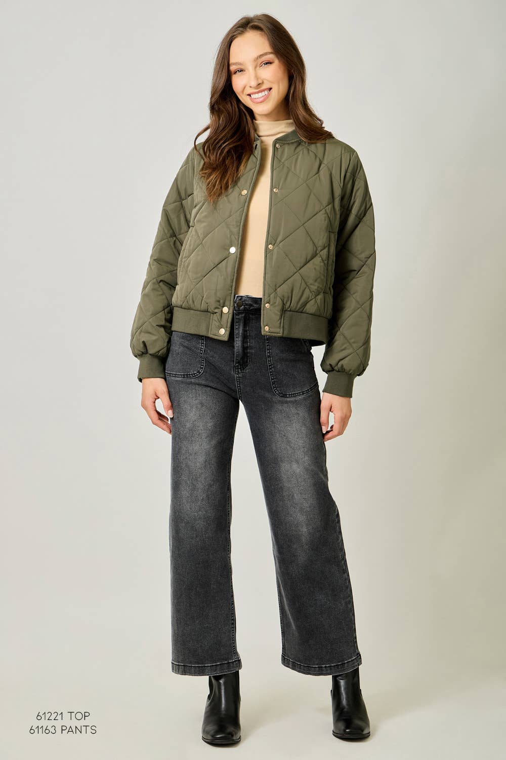 Mystree Olive Quilted Bomber Jacket Olive 6