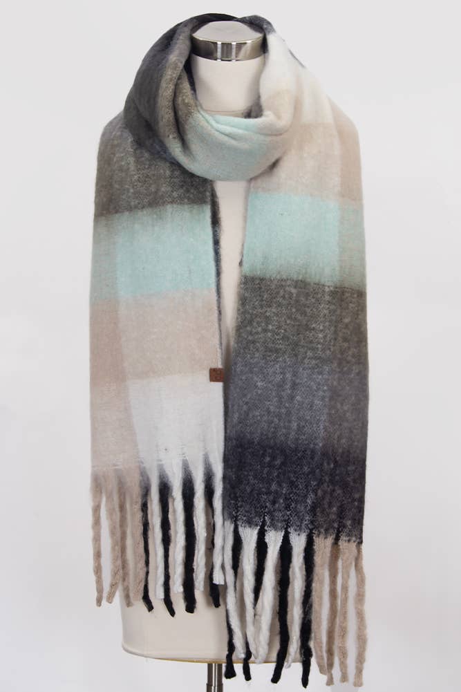 C.C Multi Color Block Plaid Scarf