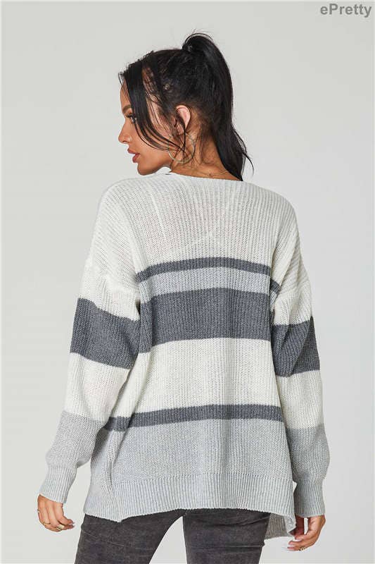 Color Block Cardigan grey 4