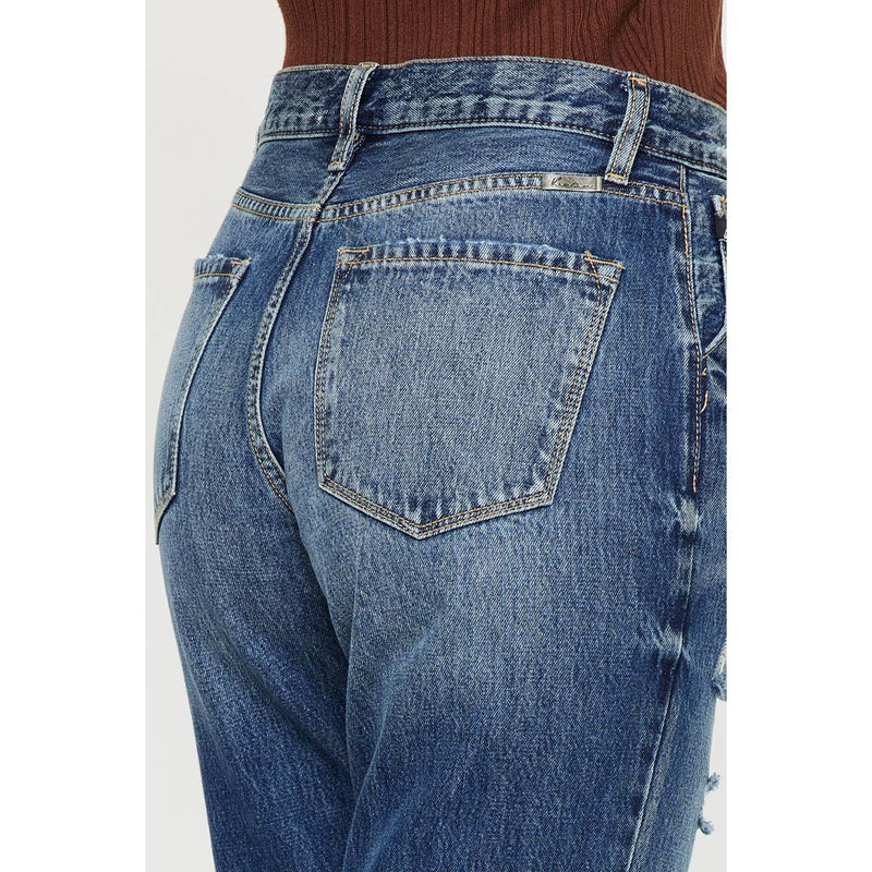 High Rise Button Straight Jeans