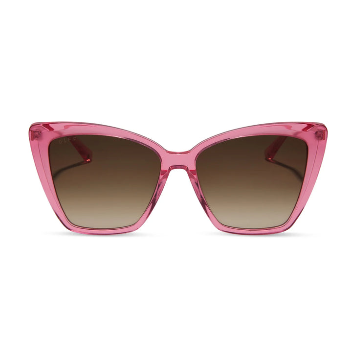 DIFF Becky II Candy Pink Crystal Brown Gradient Sunglasses