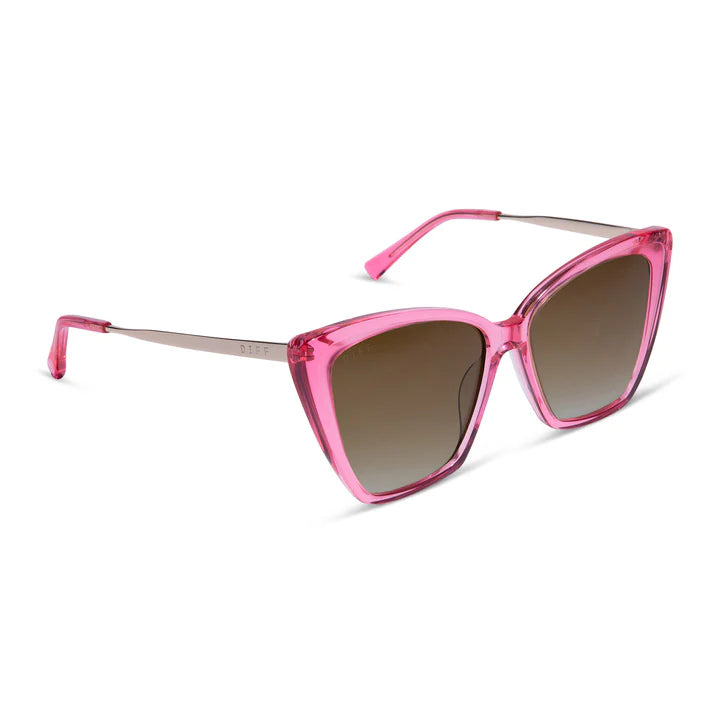 DIFF Becky II Candy Pink Crystal Brown Gradient Sunglasses 2