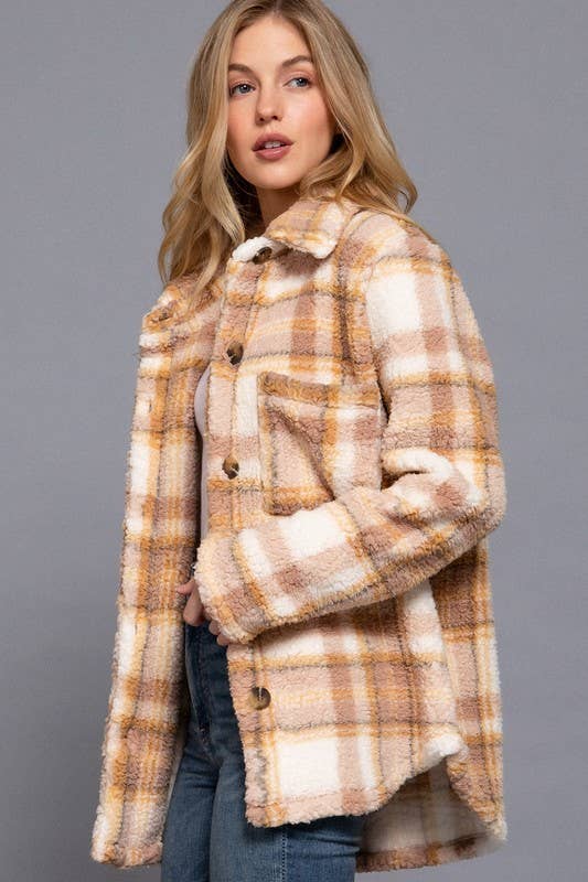 Oversize Print Faux Fur Shacket