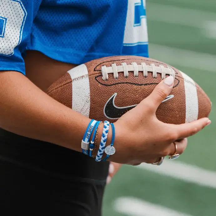 K'Lani hair tie bracelets - Game Day Blue/White1