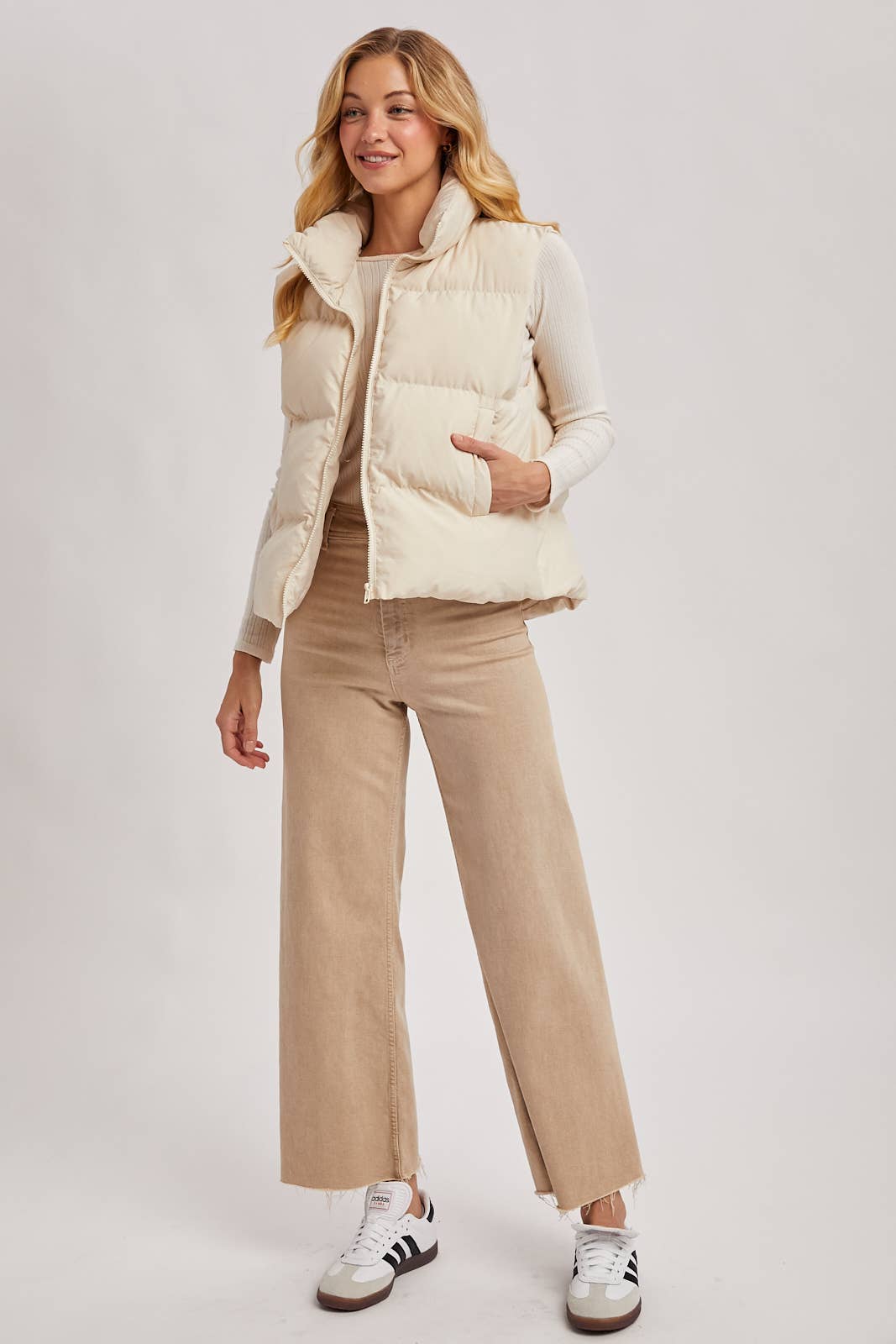 Zipper Puffer Vest wht27