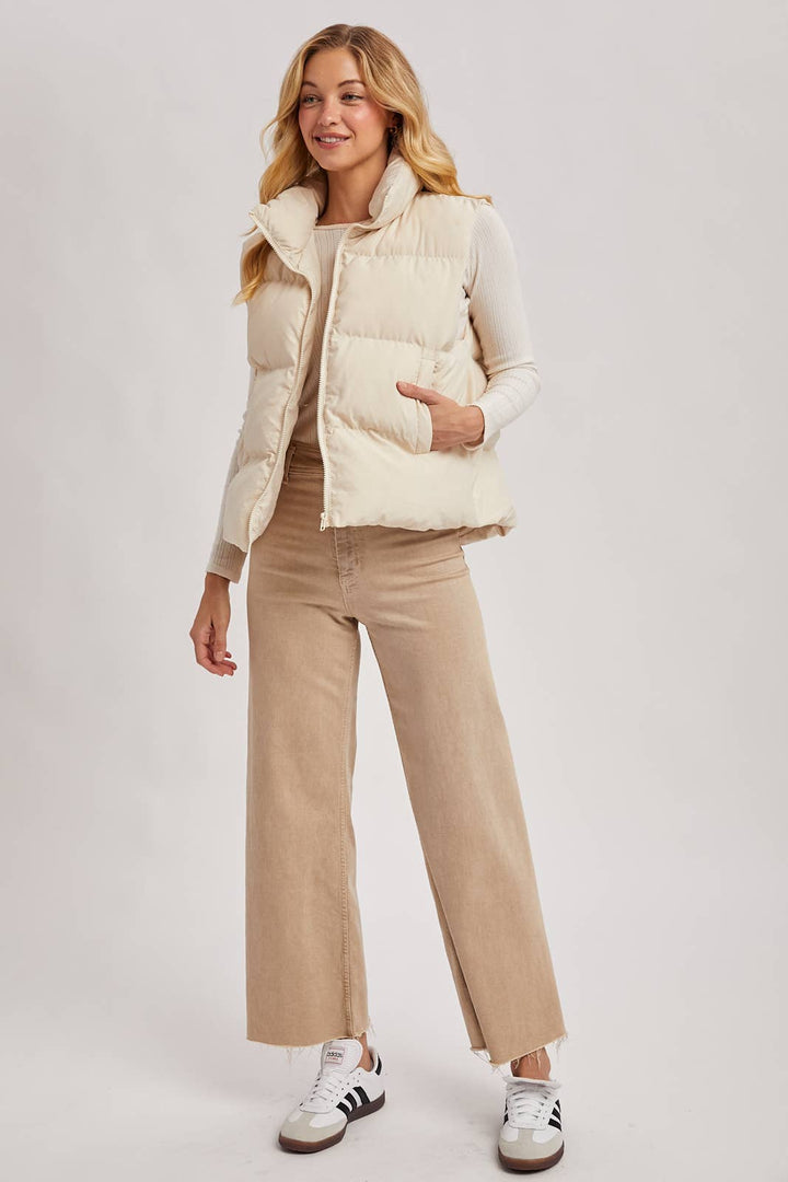 Zipper Puffer Vest wht27