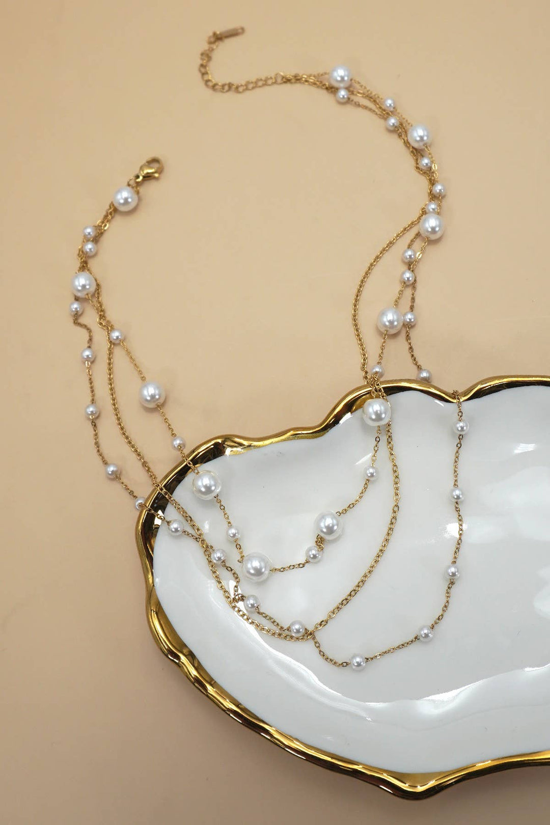 18K Gold Pearl &amp; Box Chain Layered Necklace Set – Tarnish-Free | JOSSLYN 3
