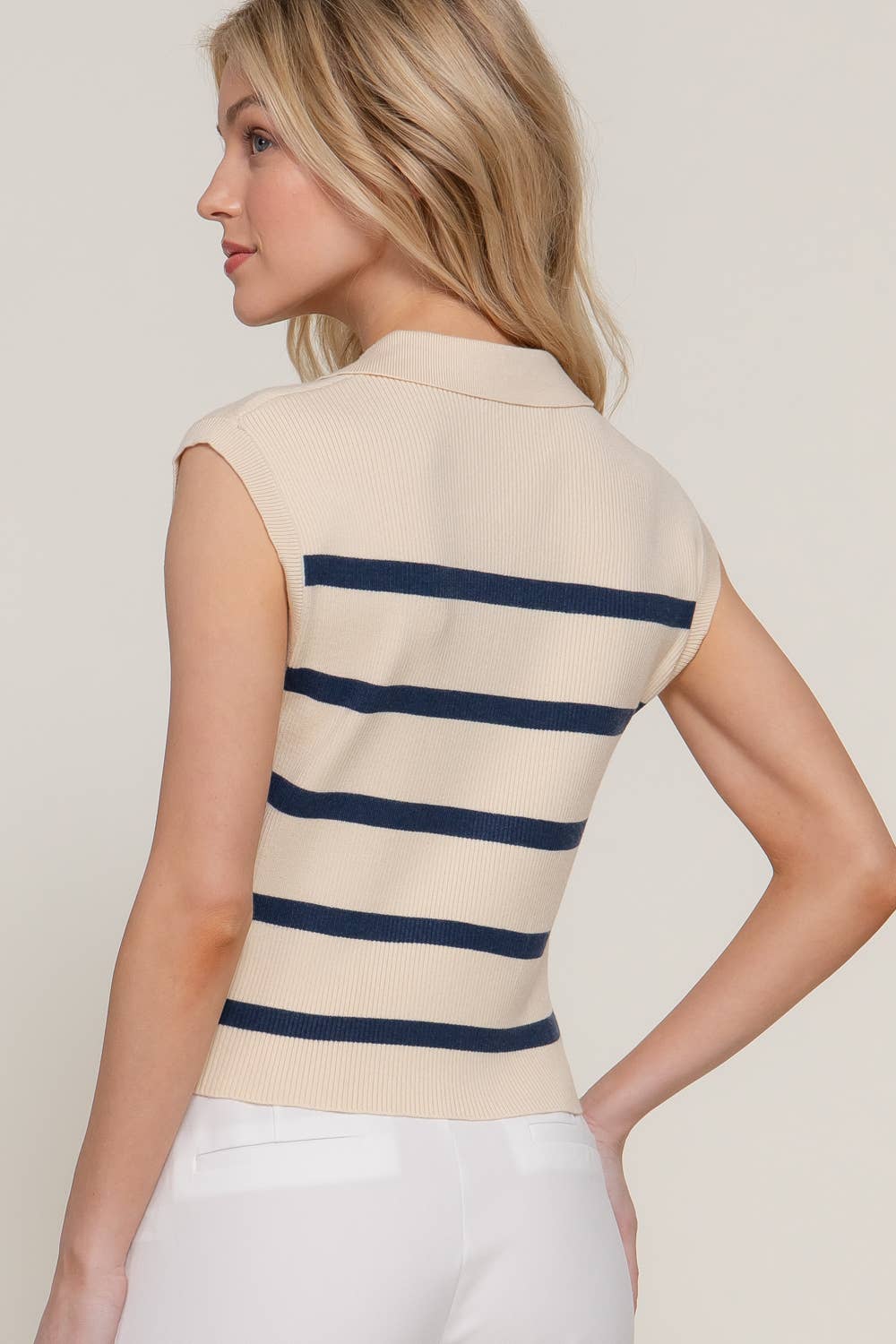 Stripe Polo Spring Sweater