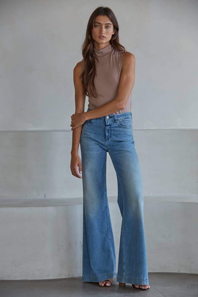 By Together - Knit Poly Span Jersey Turtle Neck Sleeveless Top