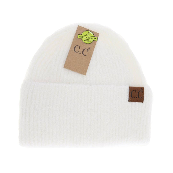 Mohair Feel Wide Cuff C.C Beanie Ivory