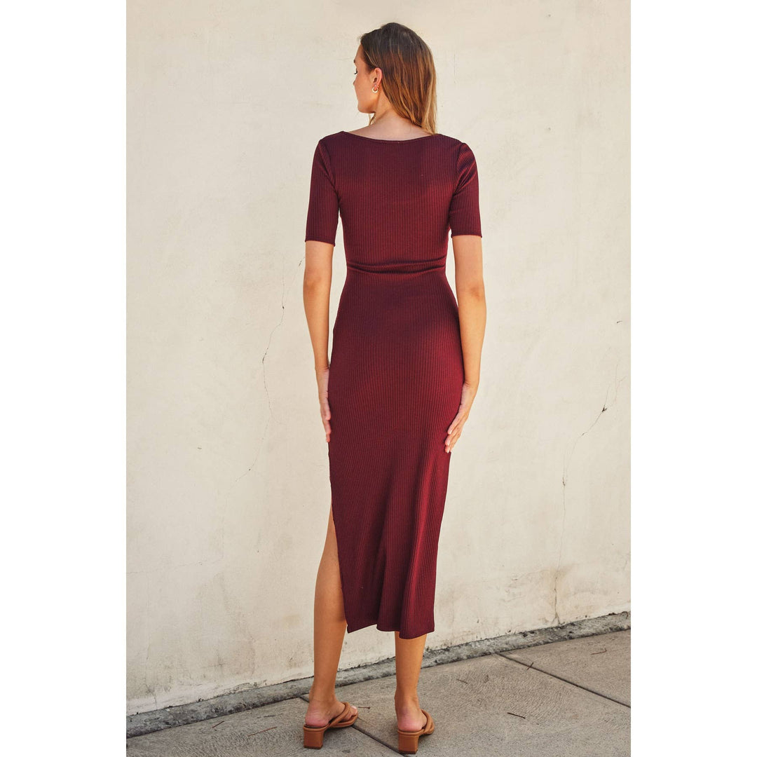 Keep It Simple Short Sleeve Midi Slip Dress, Rust / M
