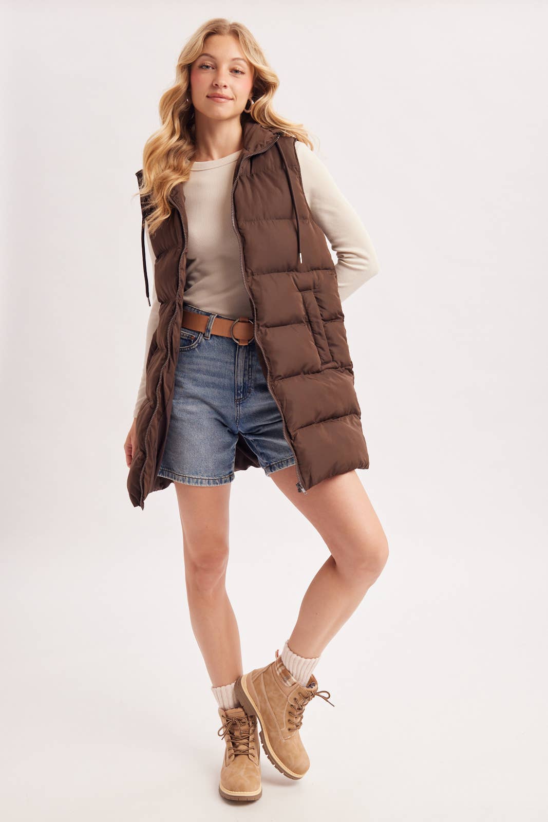 Bluivy - Hooded Longline Puffer Vest