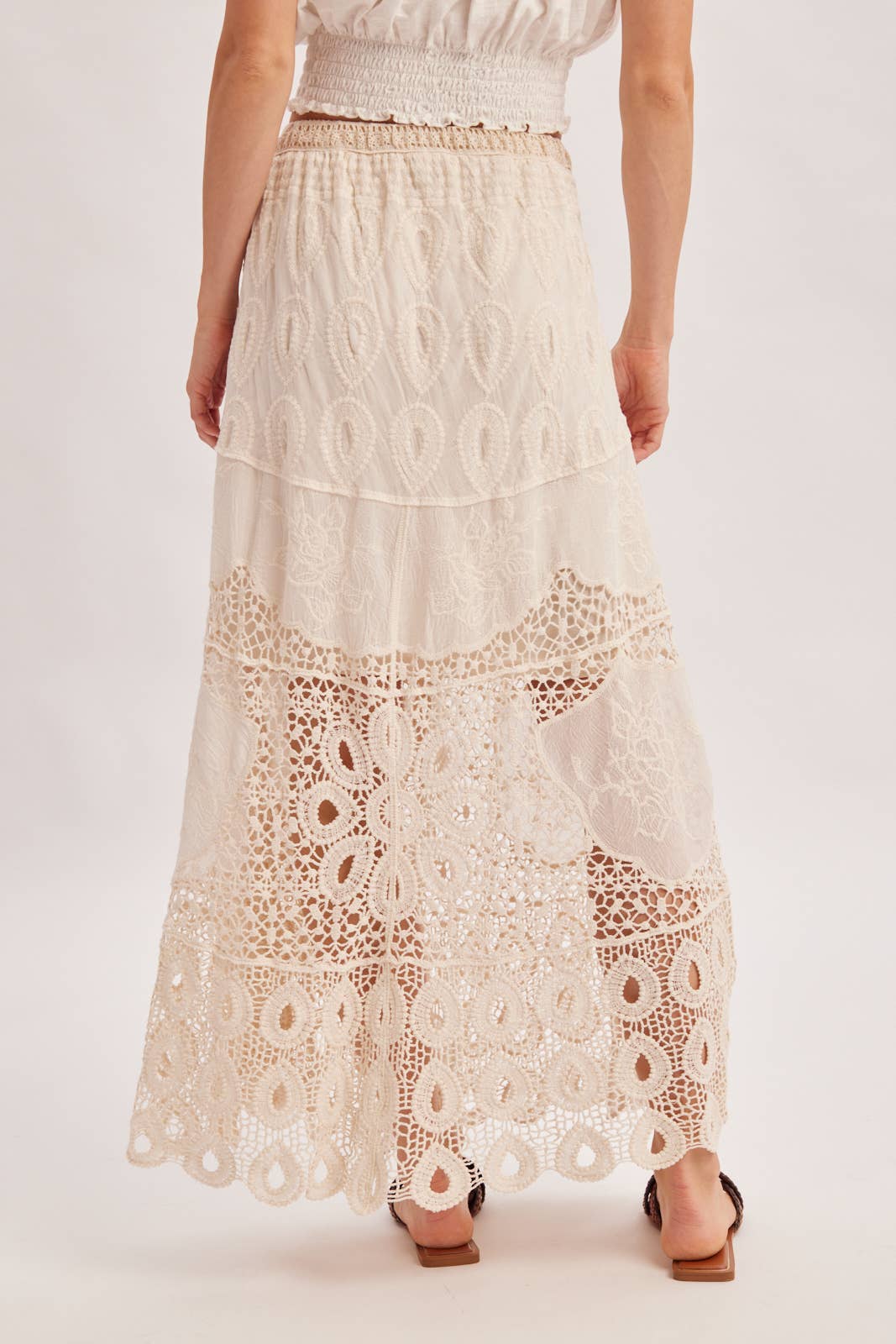 Bluivy Boho Crochet Maxi Skirt - Natural