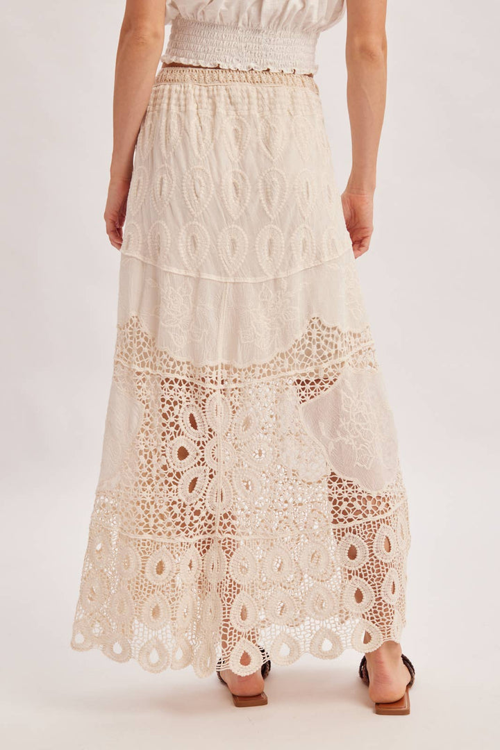 Bluivy Boho Crochet Maxi Skirt - Natural