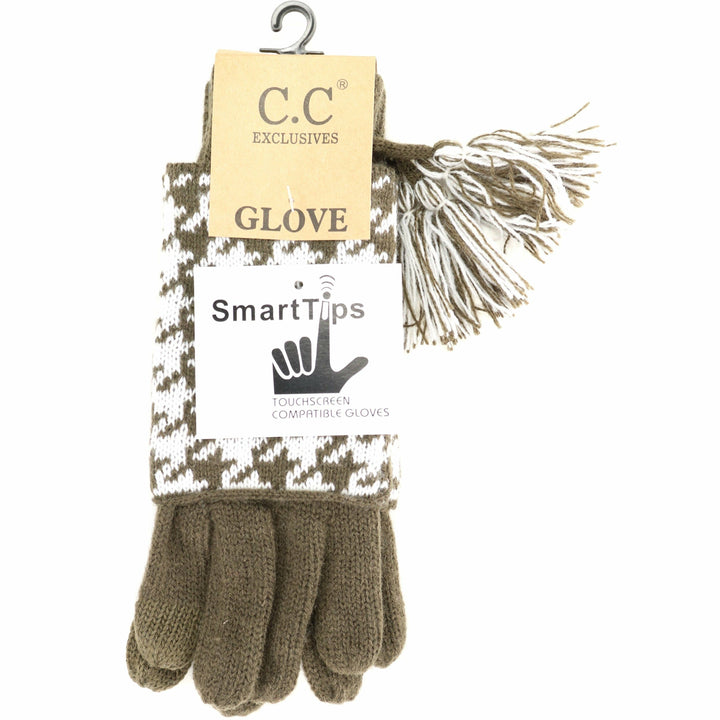 Houndstooth Cuffed CC Gloves New Olive