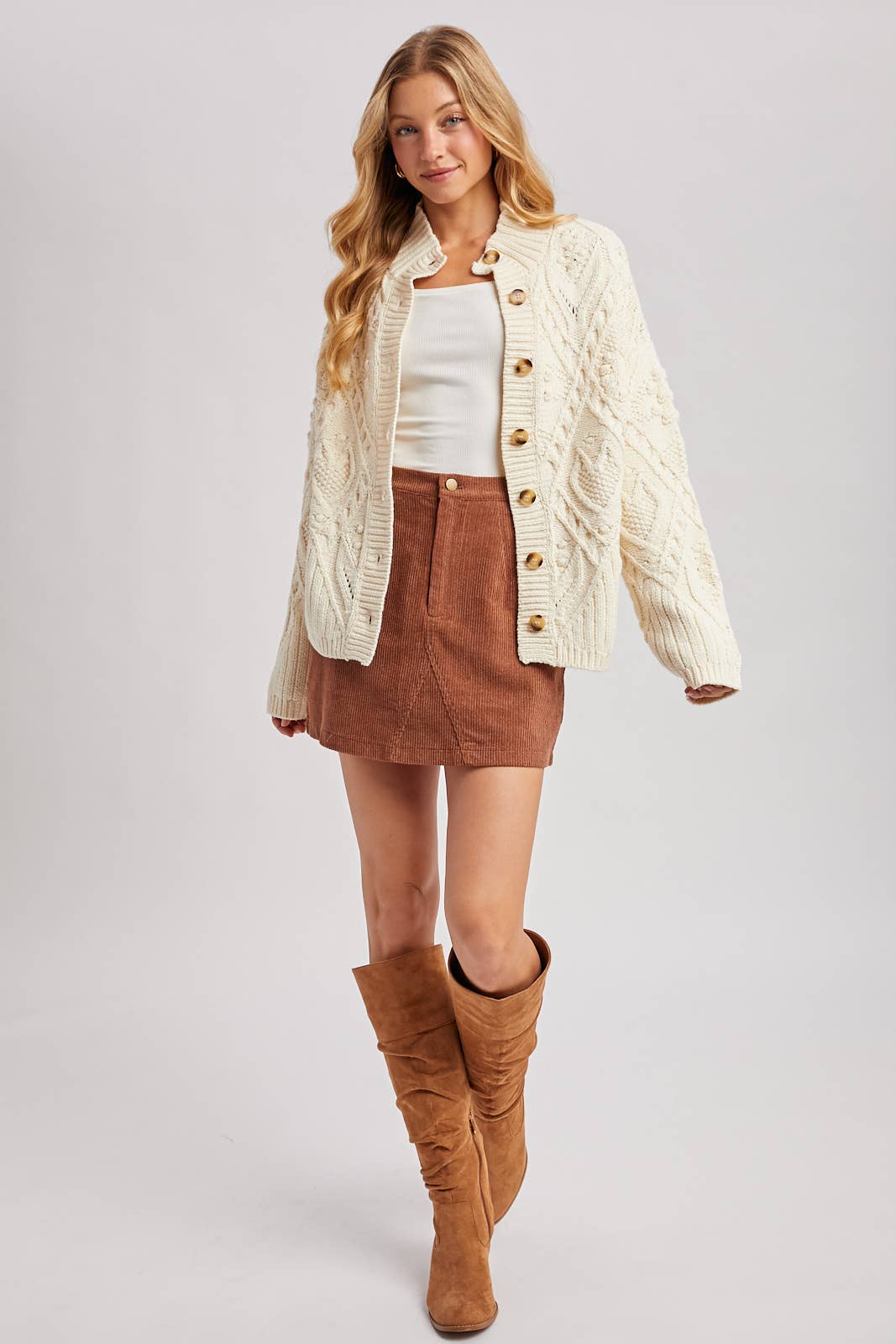Bluivy Corduroy A-Line Mini Skirt in Camel 7