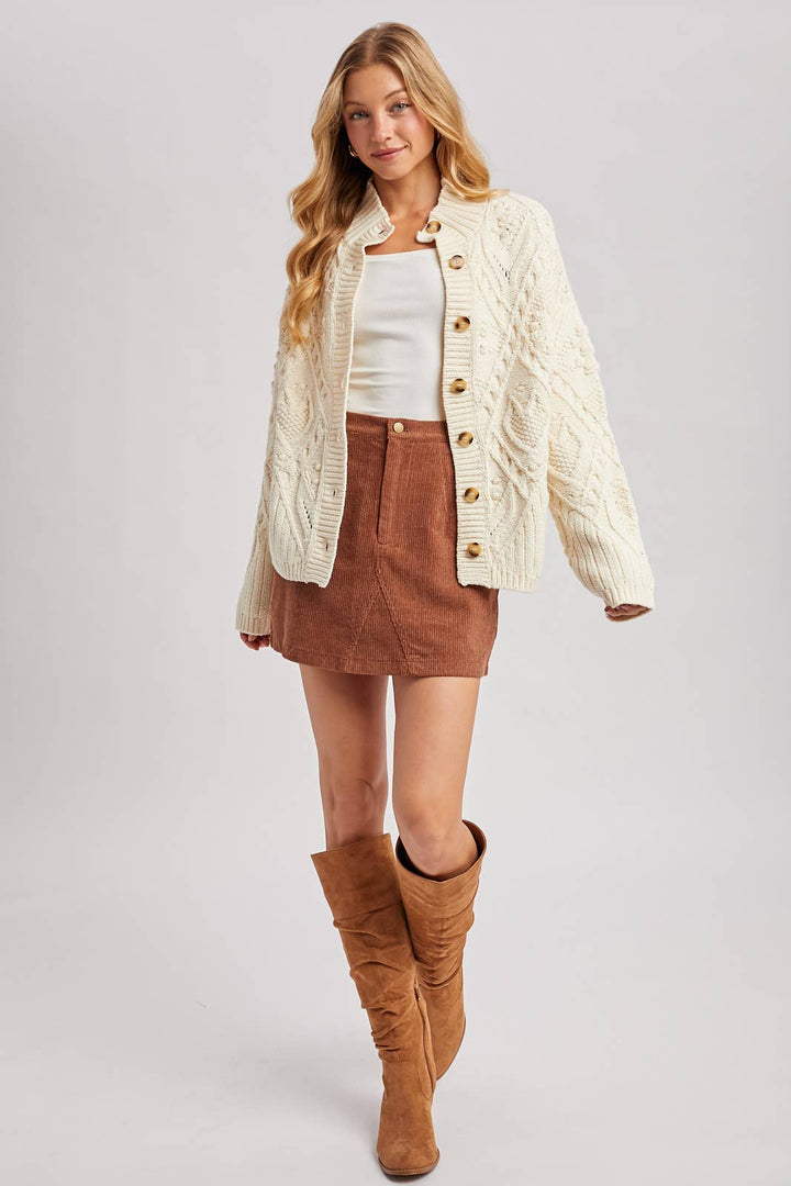 Bluivy Corduroy A-Line Mini Skirt in Camel 7