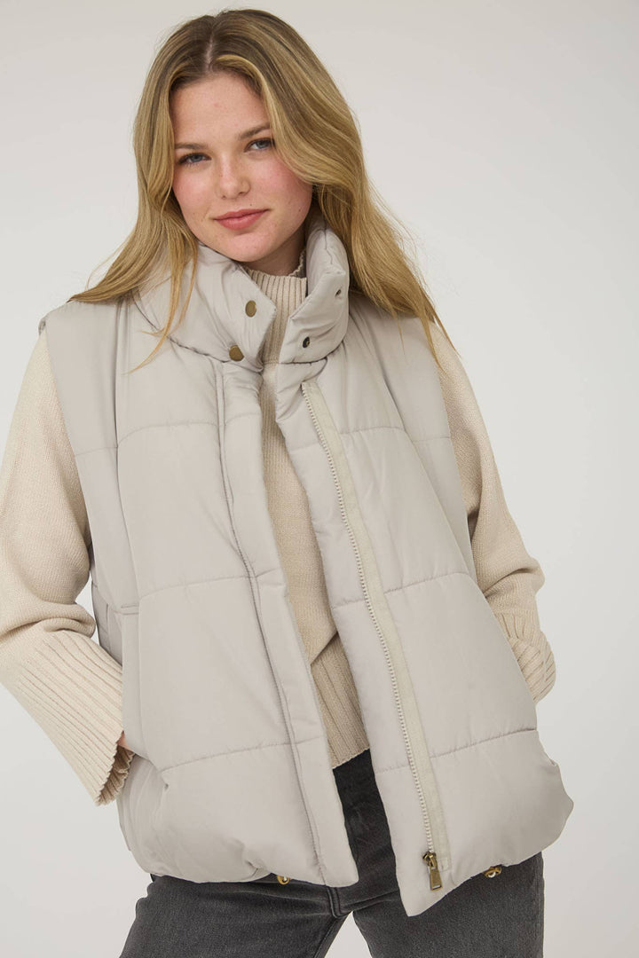 Solid Puffer Vest Cement 3