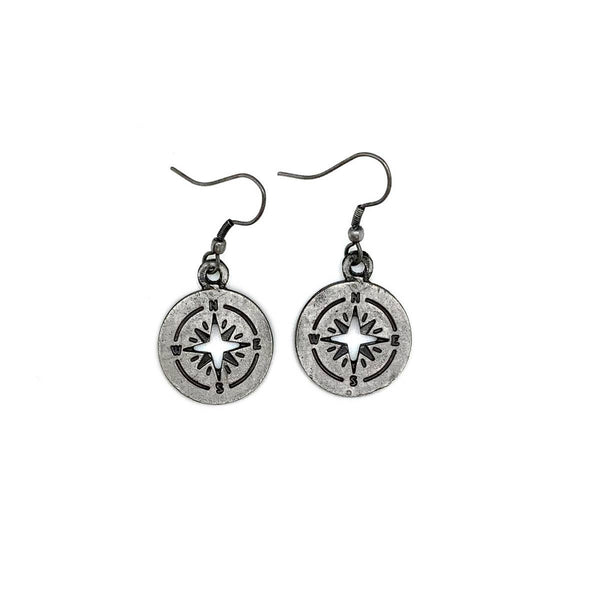 Pewter Earrings - Compass