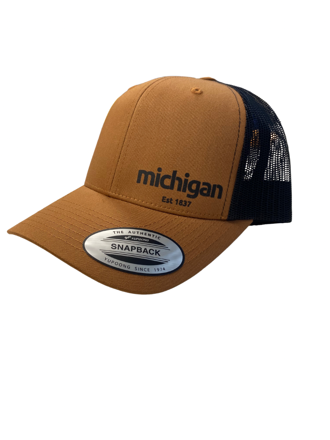 My State Designs - Snapback Hat: Michigan Est.1837- Caramel