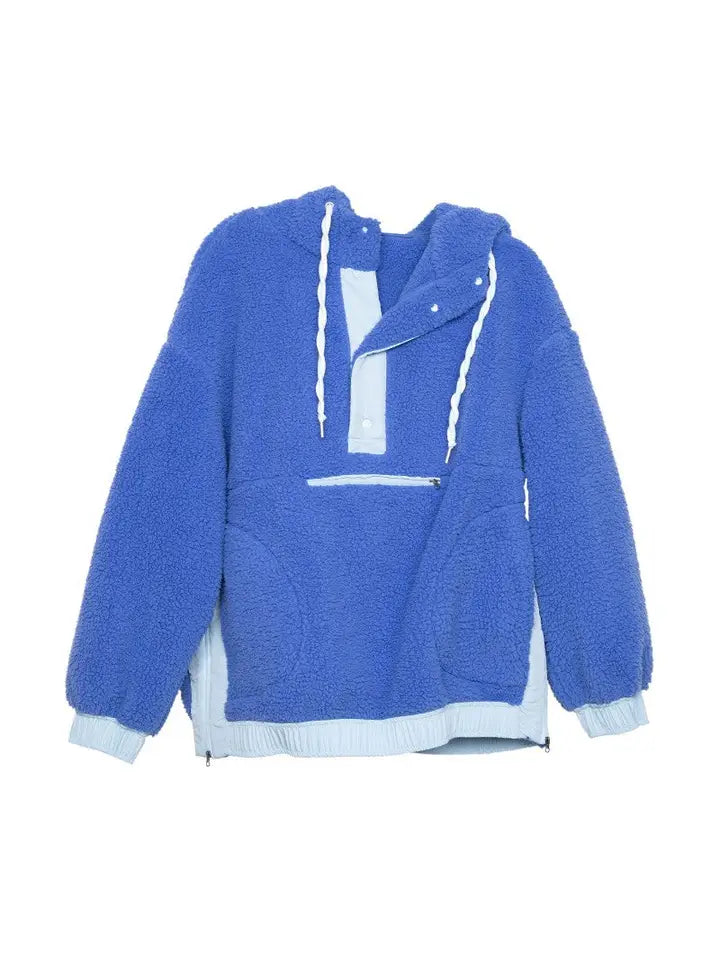 Katydid Blue Two-Toned Sherpa Fleece Pullover3