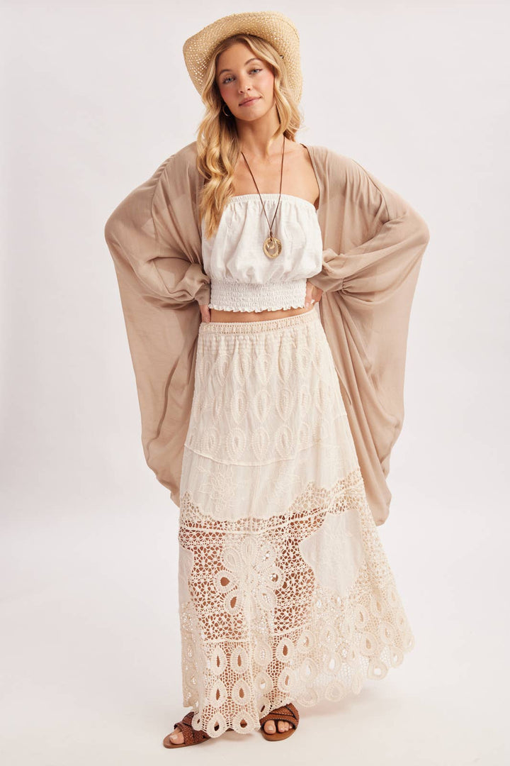 Bluivy Boho Crochet Maxi Skirt - Natural