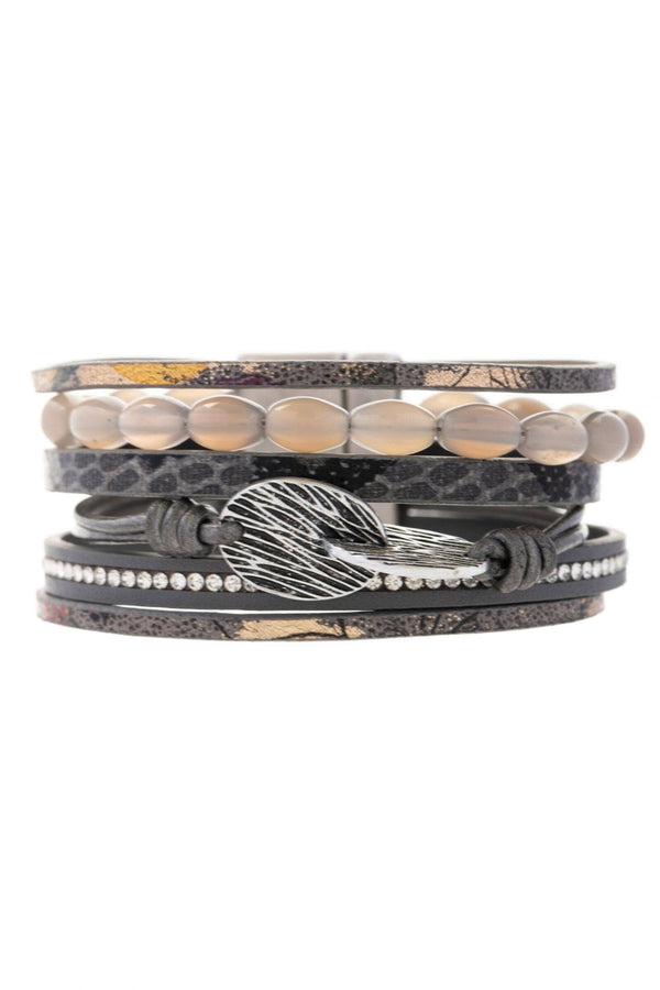 SAACHI - Agate Beaded Leather Bracelet