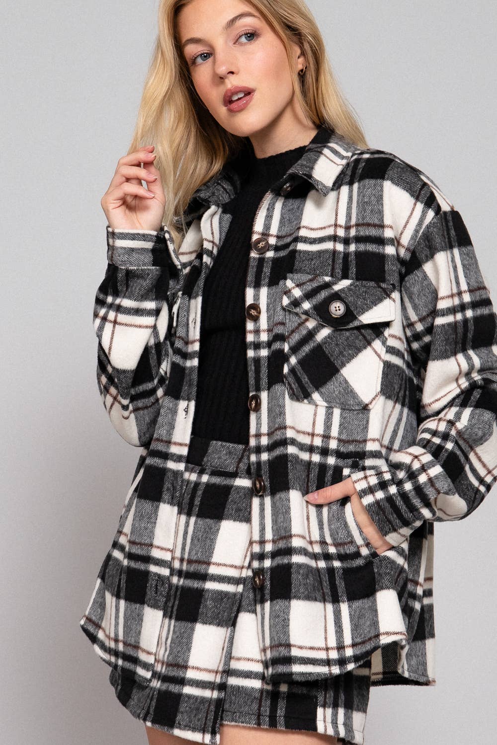 Wool Plaid Jacket Black