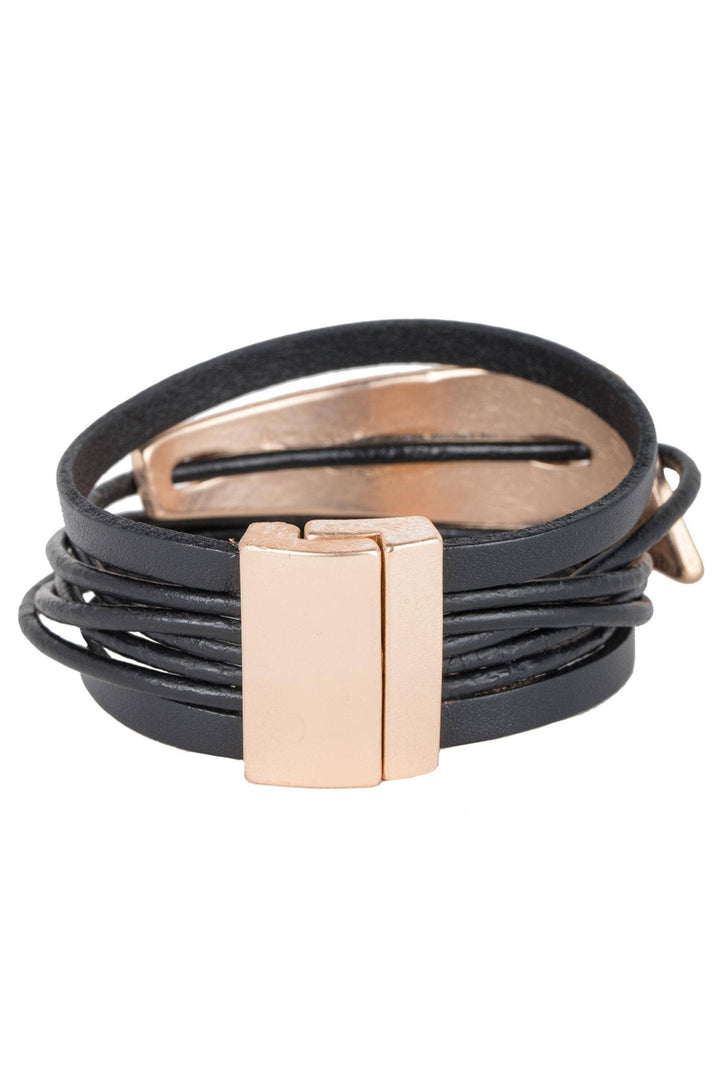 Saachi Absolute Zero Metallic Plated Leather Cuff Bracelet