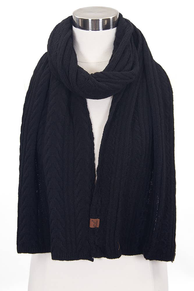 C.C Cable Winter Scarf black
