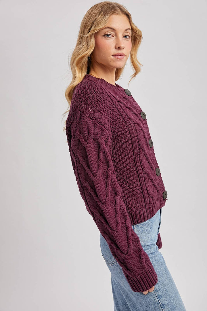 Bluivy Cropped Button Sweater plum 7