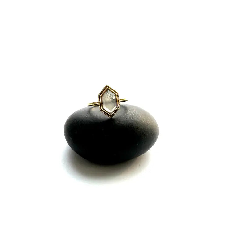 Brass Moonstone Solitaire Ring