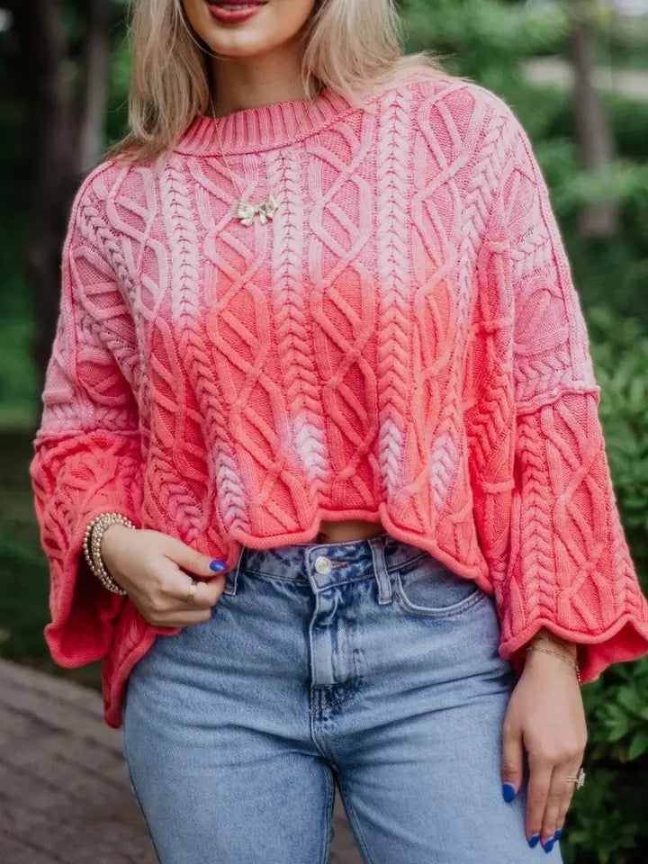 Katydid Pink Slouchy Oversized Cable Knit Sweater4