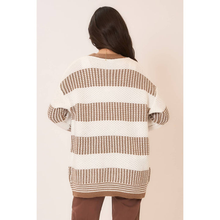 Color Block Knit Open Cardigan