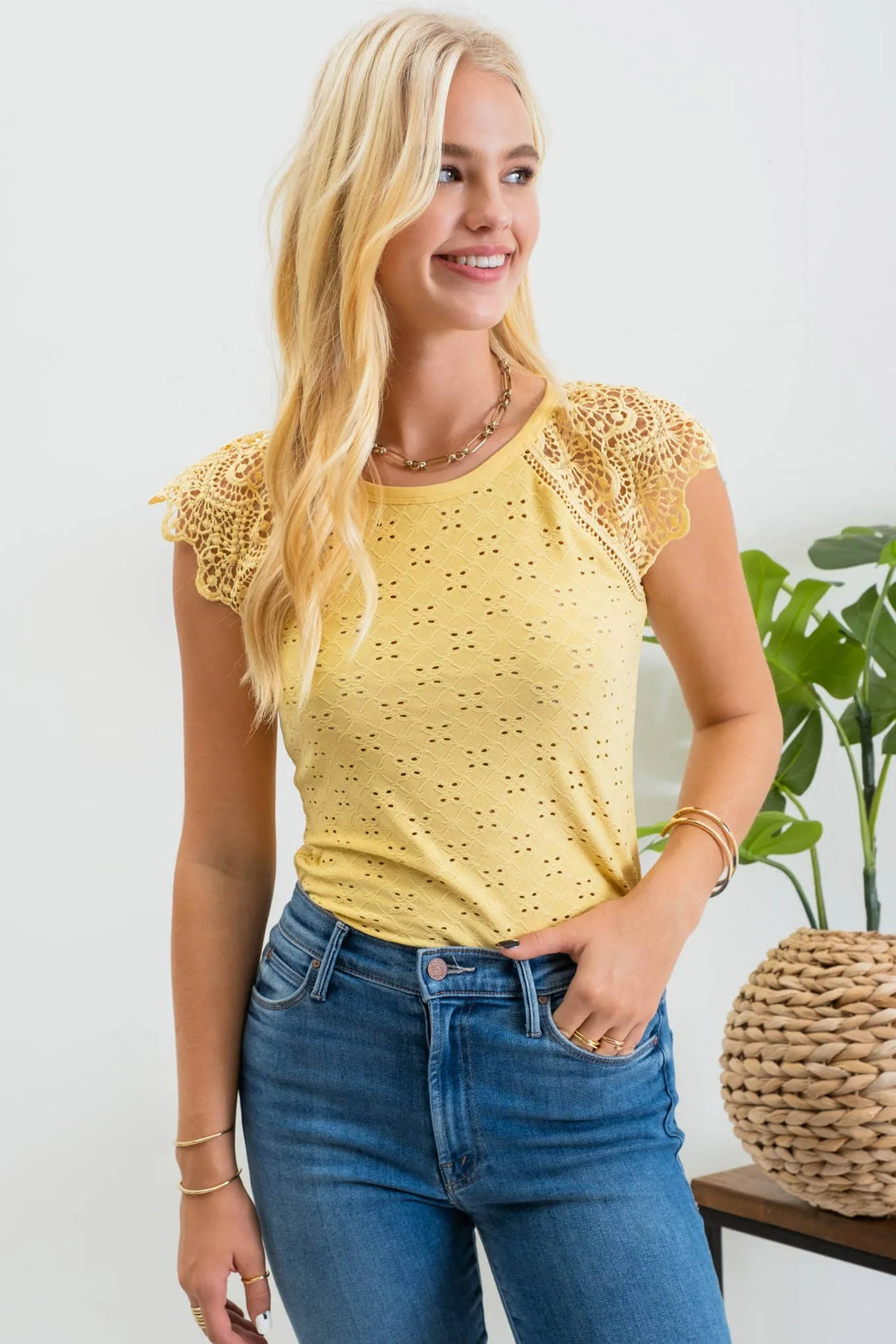 Eyelet Embroidery Knit Top - Shop Emma's 