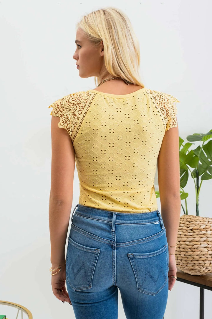 Eyelet Embroidery Knit Top - Shop Emma's 