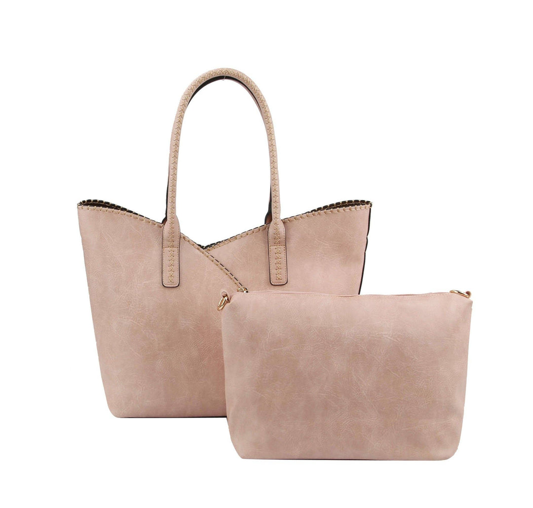 Stitch Trim Detail Shoulder/Tote Set Bag