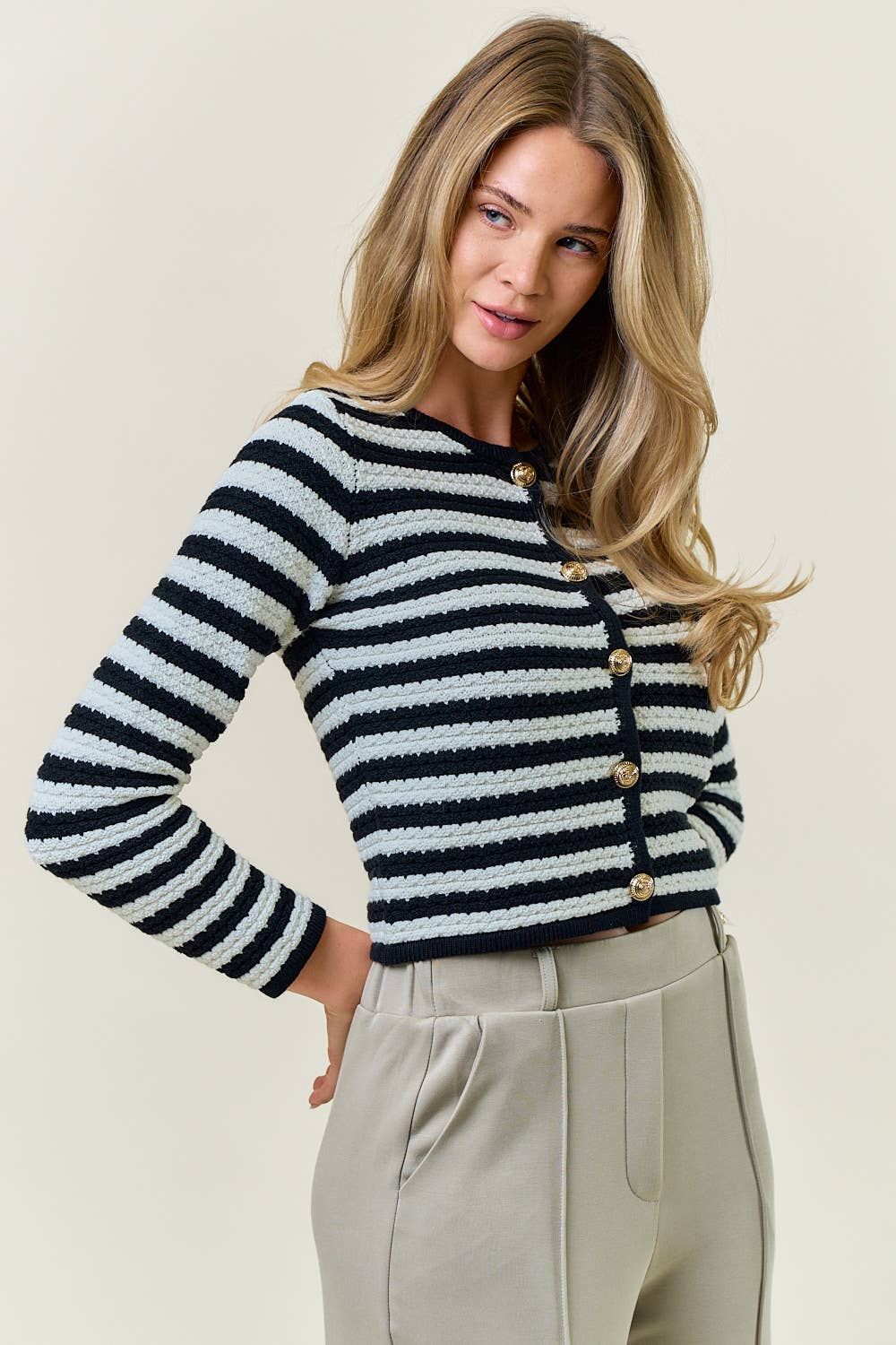 Stripe Knie Cardigan Jacket5