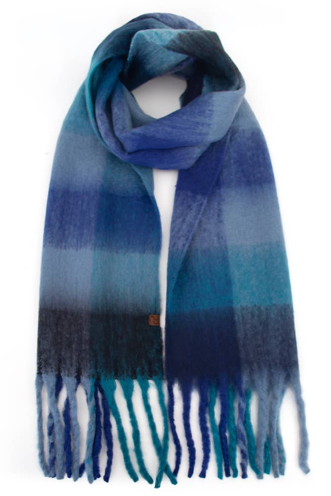 C.C Multi Color Block Plaid Scarf