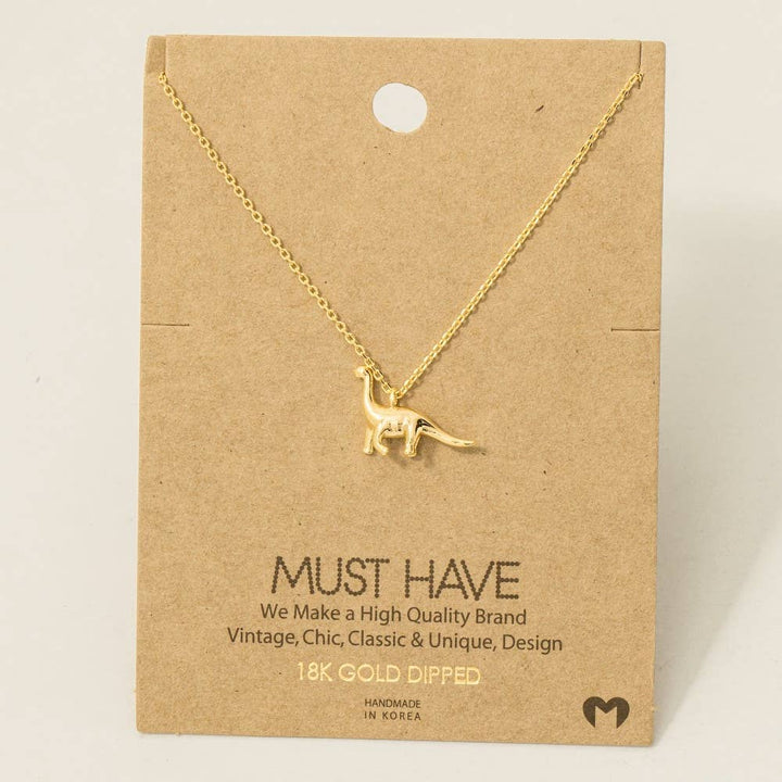 Fame Accessories - Gold Dipped Brachiosaurus Dinosaur Pendant Necklace 2